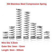 스프링 와이어 직경 0.5mm 304 스테인레스 스틸 압축 y 코일 Y 형 압력 길이 5-305mm, 01 5mm (10pcs), 01 0.5mm