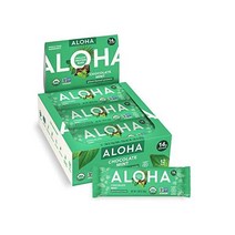 ALOHA 식물 기반 단백질 바 바닐라 아몬드 크런치 12개 1.9oz 비건 저당 글루텐 프리 팔레오 저탄수화물 유전자 변형 성분 없음 스테비아 간장 무설탕 알코올, 초콜릿 민트