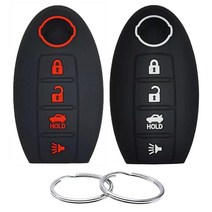REPROTECTING 실리콘 고무 키 포브 커버 2007-2019 닛산 350Z 370Z 알티마 아르마다 GT-R 맥시마 무라노 패스파인더 로그 셀렉트 센트라 타이탄 버사 노트, Black Black
