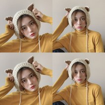 큐티 니트 귀도리 아이보리 방한귀도리 귀덮개