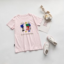 PigPug 여성 레깅스 티셔츠 22 여름 롱 만화 아동복 ins 서양식 반팔 프린트 스커트
