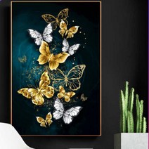 행운과 복을 가져다주는 예쁜 황금 나비 보석십자수 AB비즈 재물운 금전운 상승 그림 큐빅 보석 퍼즐, 55x90CM