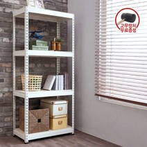 [폴던스랙] 50 30 높이 210 (cm) 4단 코팅상판 무볼트 철재 앵글선반, 블랙앵글