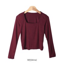 [실루엣] 스퀘어넥 슬림 긴팔 티셔츠
