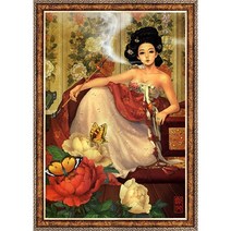 퍼즐라이프 우나영 목단화여인 인물화 1000피스 직소퍼즐액자 PL1227, 퍼즐+앤틱골드액자