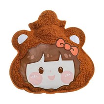 풋 워머 귀여운 부드러운 양털 커버가 있는 겨울 뜨거운 물병 따뜻한 것과 차가운 압축을위한 다기능 온수, 08 girl brown