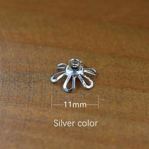 비즈공예 원석 50pieces 8.5mm 9mm 10mm 꽃 비즈 캡 펜던트 커넥터 쥬얼리 액세서리 DIY 재료 수제 보석 결, 16 No4 silver color