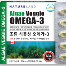 네이처랜드 조류 식물성 오메가 3 부형제 무첨가 EPA DHA함유 혈중중성지질개선 혈행개선 청소년 직장인 눈건강 개선 골다공증 비타민D 비타민E 미세조류 추출 DHA 임산부수유부 섭취 추출물 플랑크톤 식품의약품안전처 인정 칼슘 흡수, 2박스, 60캡슐