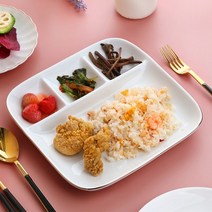 골드라인 도자기 사각 나눔접시 4구 식판 분할 플레이팅 접시