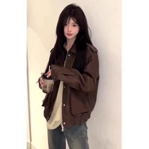 여성 스웨이드 점퍼 여성용 가역 pu 가죽 자켓 봄 가 2023 미국 복고풍 오토바이