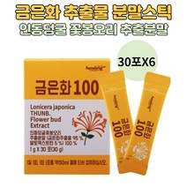 금은화차 금은화추출물 분말 스틱 100% 인동덩굴 꽃봉오리 인동초 고농축 금은화티 인동꽃 추출분말 먹는법 물에 타먹는 금은화꽃 가루, 30포 X 6개