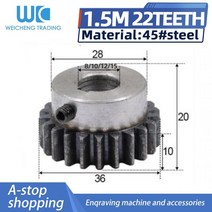 1+2 랙기어 1pcs 피니언 22t 모드 1 5m 오른쪽 톱니 45 트 레일, 22개의 치아, 15mm 키어웨이 5mm