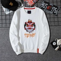 스카잔 남녀공용 사자 자수 오버사이즈 후드티 애니메이션 스트리트웨어 스웻셔츠 하라주쿠 2023 가을 봄