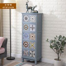 빈티지 엔틱 원목 수납장 앤틱 서랍장 서랍장 원목 엔틱 레트로 5단, 완제품, 스카이블루 10구