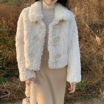SJW 여성용 겨울 퍼코트 쁘띠 숏 떡볶이 토끼털 페이크퍼 보들보들 자켓 아우터 빅사이즈