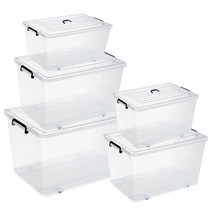 플라스틱 리빙박스 35L 55L 70L 90L 120L 150L 200L 230L 2P, 투명 35리터 2개 [pasha-]