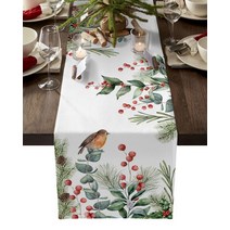 크리스마스 유칼립투스 전나무 나무 로빈 홈 장식 테이블 웨딩 주방 러너, 49.41 x 183cm+LXM11819