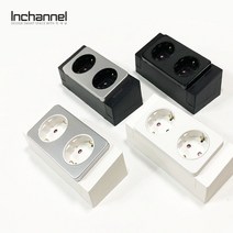 인채널 위너스 플러스 미니 코너 노출 콘센트 2구 IWC-9 욕실장 주방 서재 가구용, A-3_플러스 미니노출 2구_블랙/실버_IWC-9BS