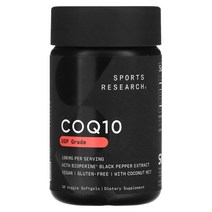 Sports Research (스포츠 리서치) Sports Research CoQ10 USP 등급 BioPerine 함유 100mg 베지 소프트젤 30정, 2개