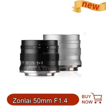 zonlai 50mm f1.4 수동 프라임 렌즈 canon ef-m fuji sony e-mount micro 43 a6400 x-t3 x-t4 xs-10 x-e3 x-a2 미러리, 협력사, 실버 색상, 캐논 ef-m