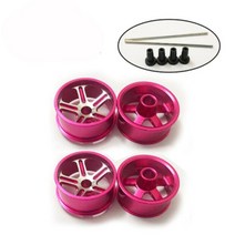 tamiya 미니 4wd 레이싱 카 모델 용 4 pcs 대구경 휠 허브타이어 금속 휠 예비 부품, 4pcs 핑크