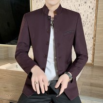 DFMEI 남성 비즈니스 캐주얼 스탠드 칼라 싱글 웨스턴 자켓 수트
