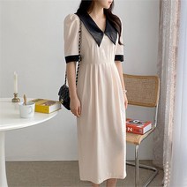 벨라도이 BELLA.DOI 페미닌 배색 5부 원피스 (6927834)