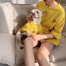 강아지커플룩 견주 올인원 여름옷 실내복 반팔 애견, 화이트