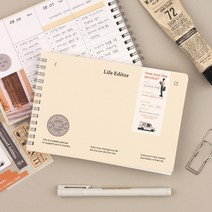 스프링제본 만년형 다이어리 스케줄 먼슬리 위클리 라이프 에디터 플래너 6개월 - 데코스티커 포함, 코튼블루