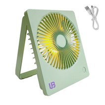 UB 무선 LED 선풍기 휴대용 조명 충전 접이식 걸이용 거치, 그린