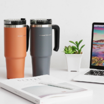 손잡이 자동차홀더 대용량 텀블러 890ml 물병 보냉병, 그레이