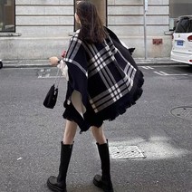 체인지쉬(change she) 봄가을 여성 상의 루즈핏 롱 망토 코트 햅번 케이프 아우터