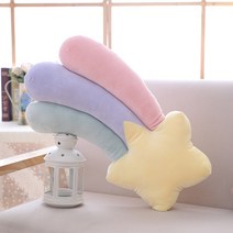 무지개 붙박이의자 쿠션 등방석 소형 등쿠션 의자쿠션 포인트 모찌 의자쿠션 인테리어, 칼라 소원 별 55  30cm