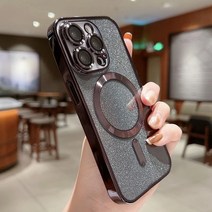 패딩수선패치 패딩패치 수선 옷수선패치 럭셔리 일렉트로플레이트 맥세이프 호환 무선 충전 휴대폰 케이스 아이폰 14 13 12 11 프로 맥스 플러스 소프트 범퍼 반짝이 커버, [02] Black