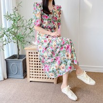 요시아나 [세일] [당일발송] 플로랄 플라워 프릴장식 원피스 -2컬러