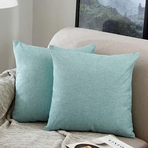 MERNETTE 새해/크리스마스 장식 리넨 사각 장식용 쿠션 커버 베개 커버 파티/크리스마스를 위한 홈 데코 16x16인치/40x40cm 펀 그린 2개 세트 592173