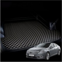 그랜져HG 신형 퀼팅 4D 입체 가죽 트렁크매트, 블랙+블랙, 하이브리드