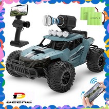 DEERC 1:14 레저용 720P 45도 각도조절 카메라 달린 RC카 DE36W 배터리 2개 60분 주행 선물, 블루