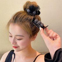 ANBER 아크릴 헤어집게핀 똥머리 반머리 2종세트, 블랙+블랙나비 세트