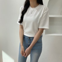 1+1 베이직 무지 라운드 오버핏 반팔 티셔츠 8color (K8005)