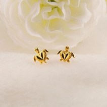 쥬미에르 24k 순금 하트 거북이 귀걸이_0.44g/1ea