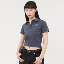 앤커버 NCVR SMALL LOGO COLLAR TSHIRT-CHARCOAL