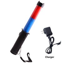 다기능 야외 LED 교통 배턴 경고등 휘슬 자성후크 부저 형광 가이드 로드 29cm, Rechargeable, 1개