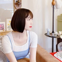 마녀플랜트 픽시 J컬 앞머리 똑단발 러블리 프리미엄 통가발, 다크브라운-픽시