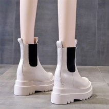 요나걸 여성 신발 부츠 미들부츠 패션부츠 키높이부츠 마틴부츠 캐주얼부츠 미끄럼방지 가죽부츠 겨울부츠 밴딩부츠 기본부츠 깔끔한부츠 데일리부츠 (6.5cm+4cm) + 양말증정