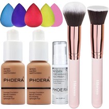 [정품] 2팩 PHOERA 파운데이션 샌드 105 및 페이스 프라이머 리퀴드 풀 커버리지, 107- Hone