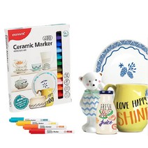 포슬린 아트 마카펜 마커펜 세라믹 마카 마커 펜 도자기 페인팅 접시 머그컵 컵 꾸미기, 세라믹마카 480(둥근닙) 12색 세트