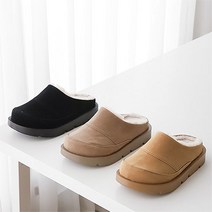 천연가죽 커플 어그 퍼 3cm 통굽 털슬리퍼