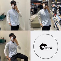 네파 아빠선물! 남친선물! 이쁜배색! 차가운 냉감소재! 자외선차단! 남성 마운틴 로고 긴팔 집업 티셔츠 7I35402
