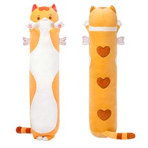 동물 쿠션 바디필로우 긴 고양이 베개 귀여운 오렌지 부드러운 봉제 새끼 바디 수면 소녀용 선물 장난감, 3.433in110cm